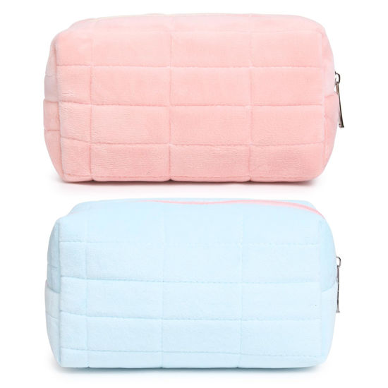 Pink fluffy makeup online bag