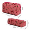 Picture of SOIDRAM Makeup Bag Floral Cosmetic Bag Cute Makeup Pouch 1Pcs Large Capacity Makeup Bags and 1Pcs Makeup Brushes Storage Bag Travel Toiletry Bag Organizer