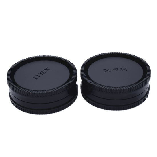 Picture of NEX Body Cap&Camera Rear Lens Cover Compatible for Sony E NEX Mount Camera Lens Such as a5100 a6000 a6100 a6400 A7 A7R A7S A7II A7SII A7III A9 A9II FS5 FS7 VG30 (2pcs)