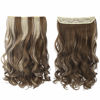 Picture of REECHO 20" 1-pack 3/4 Full Head Curly Wave Short Clips in on Synthetic Hair Extensions Hair Pieces for Women 5 Clips 4.5 Oz Per Piece - Light Brown with Light Blonde Highlights