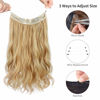 Picture of HOOJIH Wire Hair Extensions 3 Ways Adjustable Headband Size Curly Wavy Invisible Wire Hairpiece 16 Inch 110 Gram Invisible Secret Extensions for Women - Medium Golden Blonde