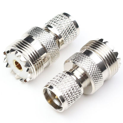 Picture of ANHAN Mini UHF Male to UHF Female Connector Pl259 Coax Adapters UHF to Mini uhf Coaxial Adapter SO239 RF Adapter 2Packs