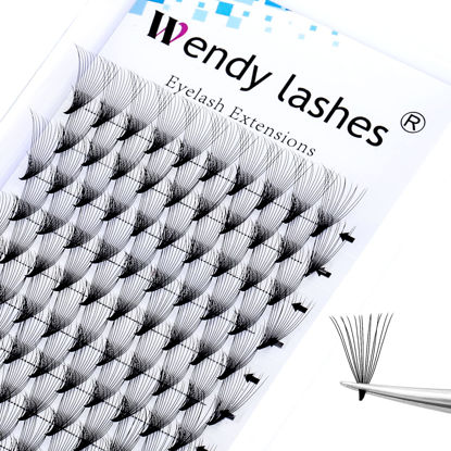 Picture of Volume Lash Extensions 14D Premade Fans Eyelash Extensions 0.07mm Thickness C/D Curl Short Stem Premade Volume Eyelash Extensions Pointed Base Fans by WENDY LASHES(14D-0.07-D, 12mm)