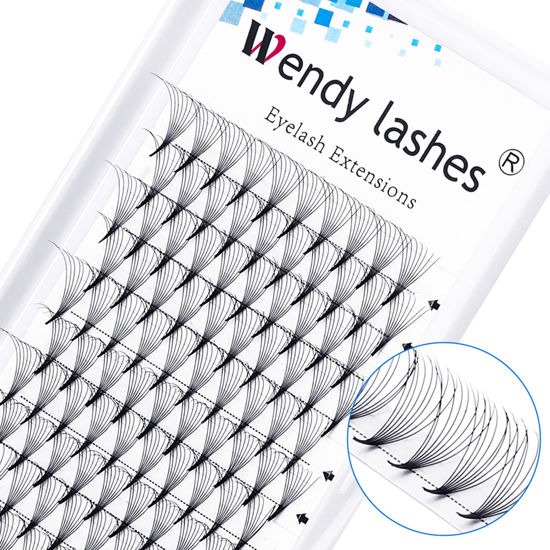 Picture of Premade Fans Eyelash Extensions 8D 10D Volume Lash Extensions 0.07mm 8-20mm Thickness Short Stem Heat Bonded Premade Fans Russian Volume Pre-fanned Lash Extensions(8D-0.07-D, 16mm)