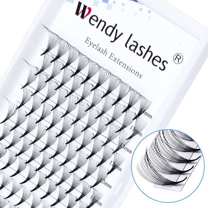 Picture of Premade Fans Eyelash Extensions 5D 6D 7D 8D 10D 14D Volume Lash Extensions 0.07mm Thickness Short Stem Heat Bonded Premade Fans Russian Volume Pre-fanned Lash Extensions(14D-0.07-D, 8-14mm Mixed Tray)