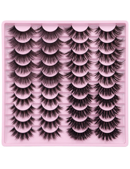 Picture of ALPHONSE 20 MM Lashes Pack Fluffy Volume Wispy False Eyelashes 20 Pairs Long Thick Faux Mink Dramatic Fake Lashes Wholesale 4 Styles