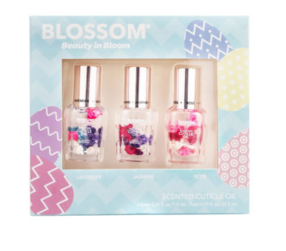 Picture of Blossom Hydrating, Moisturizing, Strengthening, Scented Cuticle Oil, Infused with Real Flowers, Made in USA, 0.75 fl. oz, Spring Easter 3 pack, Lavender/Jasmine/Rose