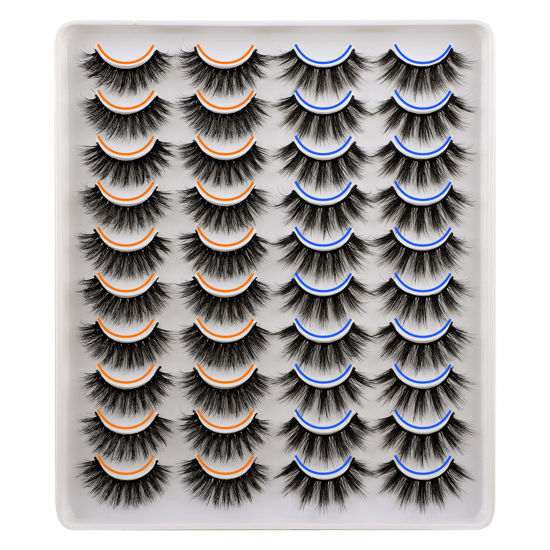 Picture of JIMIRE 20 Pairs False Eyelashes 2 Styles Mixed Fluffy Eyelashes Natural Volume Wispy Faux Mink Lashes Pack