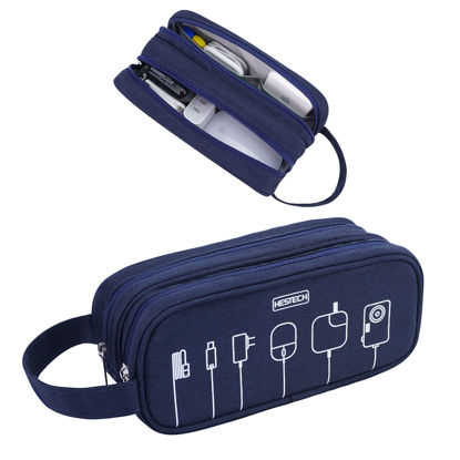 Picture of HESTECH Electronics Organizer Travel Charger Case Cord Cable Organizer Bag Portable Waterproof Double Layers All-in-one Storage for Charger Mouse Earbud USB Drive