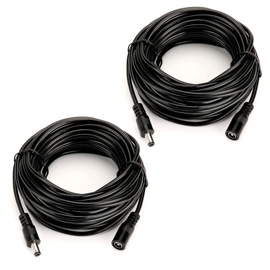 Picture of Tnuocke 2PCS 33FT(10m) 12V DC Extension Cable,5.5mm x 2.1mm DC Power Adapter Extension Cord Black for Printers/CCTV Security Camera/Routers H-M-028