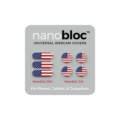 Picture of Eyebloc Nanobloc Universal Webcam Covers - Privacy Protection Accessory, No Residue Application, Safe Screen Closure - Dots and Bars, 7 Pieces - US Flag