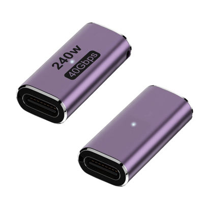 Picture of AreMe 240W USB C Adapter (2 Pack), USB Type C Female to Female 40Gbps Coupler Connector for Thunderbolt, Switch, MacBook, Laptop, Tablet, Phone