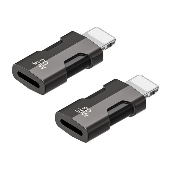 Picture of AreMe USB C to Lighting Adapter (2 Pack), USB Type C Female to Lightning Male Adapter Support 30W PD Fast Charging and Data Transfer for iPhone, iPad, iPod, AirPods (Not Support Headphones and OTG)