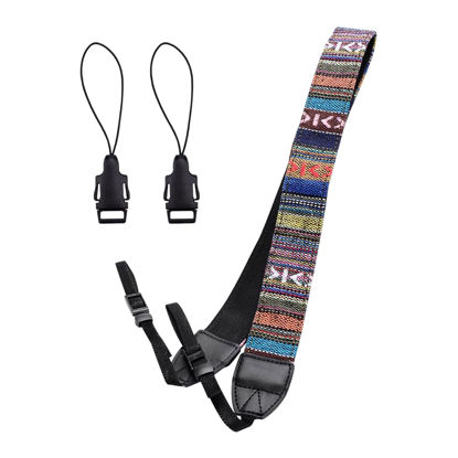 Picture of Eggsnow Camera Shoulder Strap Universal Vintage Camera Neck Belt Strap with Connect Buckle for Women Men All DSLR SLR - Multi Color