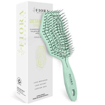 Picture of Fiora Naturals Hair Detangling Brush -100% Bio-Friendly Detangler hair brush w/Ultra-soft Bristles- Glide Through Tangles with Ease - For Curly, Stright, Women, Men, Kids, Toddlers, Wet and Dry Hair