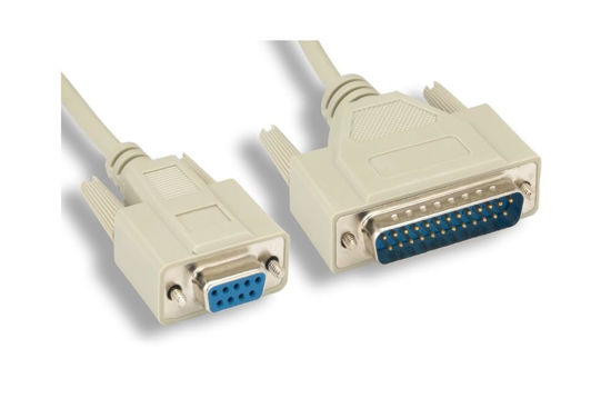 Picture of KENTEK 10 Feet FT DB9 Female to DB25 Male Serial RS-232 Cable Adapter Cord at Modem 28 AWG F/M Molded D-SUB 9 to 25 Pin for PC Mac Serial Device