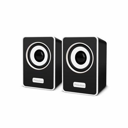 Picture of Computer Speakers, Phission Mini Speaker with Stereo Sound 6W USB Powered 3.5 mm AUX-in Portable Speaker for Computer, Laptop, Notebook, Desktop (Black)