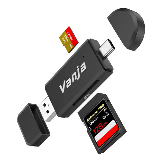 Vanja SD Card Reader, Micro SD to USB OTG Adapter and USB 2.0 Portable  Memory Card Reader for SD TF SDXC SDHC MMC RS-MMC Micro SD Micro SDXC Micro