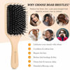 Picture of Hair Brush, Sosoon Boar Bristle Paddle Hairbrush for Long Short Thick Thin Curly Straight Wavy Dry Hair for Men Women Kids, No More Tangle, Giftbox & Tail Comb Included