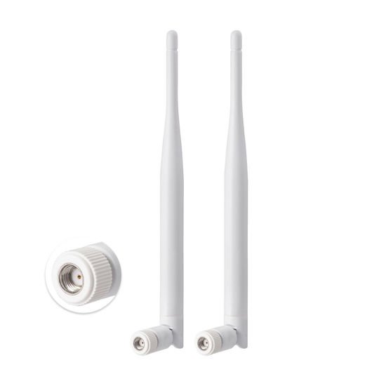 Eightwood Small WiFi Antenna Dual Band 2.4GHz 5GHz RP-SMA Antenna 2pcs for  PC Desktop Computer PCIe Card WiFi Router Wireless Back Up Camera