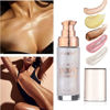 Picture of Body Shimmer Oil, Waterproof Long Lasting Moisturizing Bronze Body Luminizer Glow For Face & Body, Liquid Illuminator Body Highlighter 1oz/Jars, Makeup Brush Include (Diamond Platinum #05)