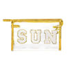 Picture of Y1tvei Gold SUN Preppy Patch Varsity Letter Cosmetic Toiletry Bag Transparent PVC Zipper Swimming Pool Makeup Bag Daily Use Clutch Purse Portable Waterproof Travel Organizer Bag for Women Girls Teens