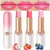 Picture of evpct 3Pcs Peach Strawberry Blueberry Tinted Lip Balms PH Lip Color Changing Lipstick Stain Gift Set Queen for Women Girls Korean Mood Long Lasting Color Change Light Pink Lipstick Lip Tint Gloss