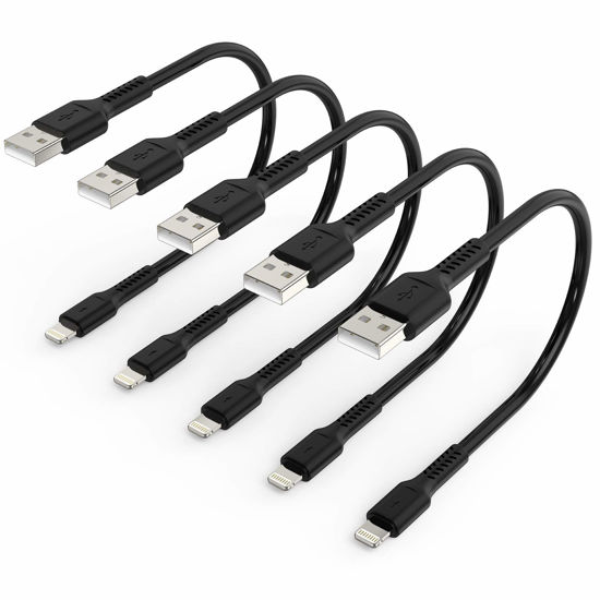 Picture of 6 inch iPhone Charge Cable Short, 0.5ft 5Pack USB to Lightning Cord for Fast Charging Stations Compatible with Apple iPhone 12 11 Pro Max Xs 8 7 6 5 Plus, iPad Air/Mini