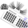 Picture of DIY Eyelash Extension,Cluster Lashes Individual False Eyelashes Extension Natural Look Reusable Glue Bonded Black Super Thin Band 48 Lash Clusters by BEYELIAN (Style3 0.07 12mm Black Band)