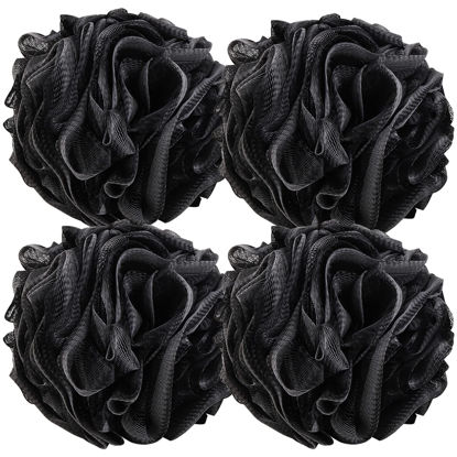 Picture of 4 Pieces Shower Loofahs Bath Scrunchie XL 75g/pcs Bath Sponge Body Loofahs Shower Pouf Mesh Pouf for Bathing