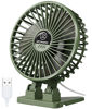 Picture of JZCreater USB Desk Fan, Mini Fan Portable, 3 Speeds Desktop Table Cooling Fan, Plug in Power Fan, Rotation Strong Wind, Quiet Personal Small Fan for Home Desktop Office Travel Bedroom, Army Green