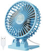 Picture of JZCreater USB Desk Fan, Mini Fan Portable, 3 Speeds Desktop Table Cooling Fan, Plug in Power Fan, Rotation Strong Wind, Quiet Personal Small Fan for Home Desktop Office Travel, 5INCH, Sky Blue