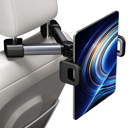 Tablet iPad Holder for Car Mount Headrest-iPad Car Holder Back Seat Travel  Accessories Car Tablet Holder Mount Road Trip Essentials for Kids Adults  Fits All 4.7-12.9 Devices & Headrest Rod 