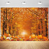 Picture of Fluzimir 7x5FT Durable Thicken Polyester Fabric Autumn Photo Backdrop for Photography Fall Forest Thanksgiving Maple Leaves Background Fall Friendsgiving Pumpkin Party Decorations Banner