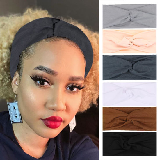 Picture of XTREND 6 Pcs Women's Headbands Twisted Cross Elastic Headbands Yoga Headbands Non-Slip Sweat Soft Headbands Solid Color Simple Versatile Hair Accessory Headbands