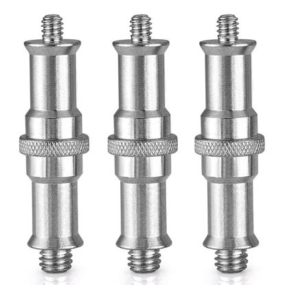 Picture of Standard 1/4 to 3/8 inch Metal Male Convertor Threaded Screw Adapter Spigot Stud for Studio Light Stand, Hotshoe/Coldshoe Adapter, Ball Head, Wireless Flash Receiver, Trigger (3 Pieces)