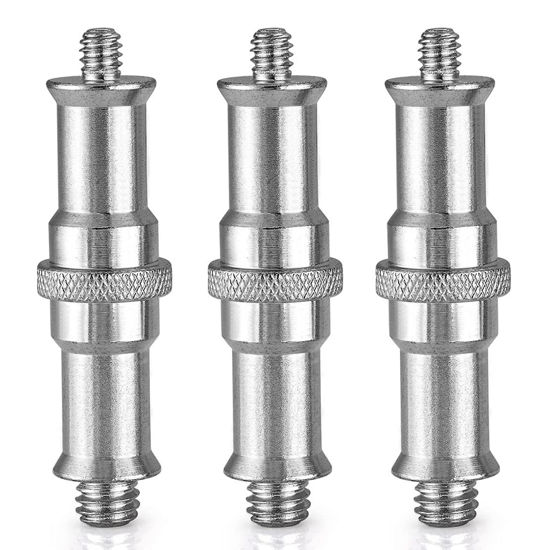 Picture of Standard 1/4 to 3/8 inch Metal Male Convertor Threaded Screw Adapter Spigot Stud for Studio Light Stand, Hotshoe/Coldshoe Adapter, Ball Head, Wireless Flash Receiver, Trigger (3 Pieces)