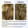 Picture of SARLA Invisible Wire Hair Extension Long Wavy Curly Synthetic Hairpieces for Women Adjustable Headband 22 Inch No Clip Gold Blonde/Ash Brown