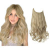 Picture of Invisible Wire Hair Extensions Wavy Curly 16 Inch Long Synthetic Hairpiece Pale Ash Blonde 3.9 Oz Adjustable Headband for Women Heat Friendly Fiber No Clip SARLA