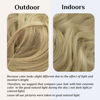 Picture of Invisible Wire Hair Extensions Wavy Curly 16 Inch Long Synthetic Hairpiece Pale Ash Blonde 3.9 Oz Adjustable Headband for Women Heat Friendly Fiber No Clip SARLA