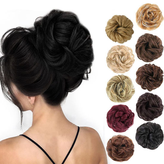 Picture of MORICA 1PCS Messy Hair Bun Hair Scrunchies Extension Curly Wavy Messy Synthetic Chignon for Women (Black)