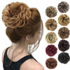 Picture of MORICA 1PCS Messy Hair Bun Hair Scrunchies Extension Curly Wavy Messy Synthetic Chignon for women Updo Hairpiece (Light Golden Brown & Pale Golden Blonde)