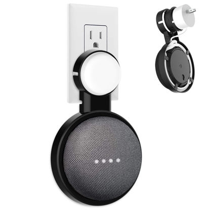 Picture of HomeMount Wall Mount for Google Home Mini and Google Nest Mini (2nd Gen),Space-Saving Outlet Holder Accessories for Google Mini Voice Assistant (Black)