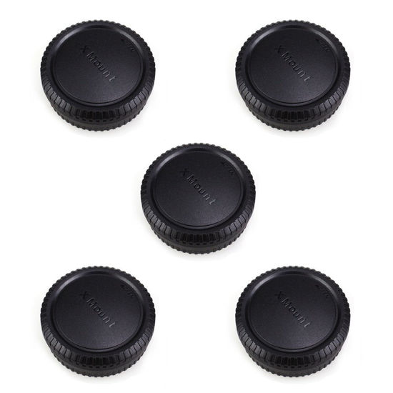 Picture of Camera Rear Lens Cap & Body Cap Cover for Fuji Fujifilm X Mount Camera X-T30 X-T20 X-T10 X-E4 X-T4 X-T3 X-PRO3 X-PRO2 X-S10 X-A10 X-A7 X-A5 X-T200 X-T100-5 Packs