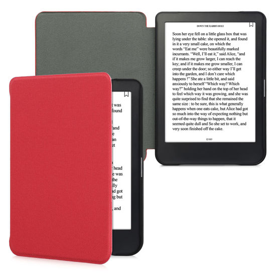 Picture of kwmobile Case Compatible with Kobo Clara HD - Nylon Protective e-Reader Cover Folio Book Style Case - Red