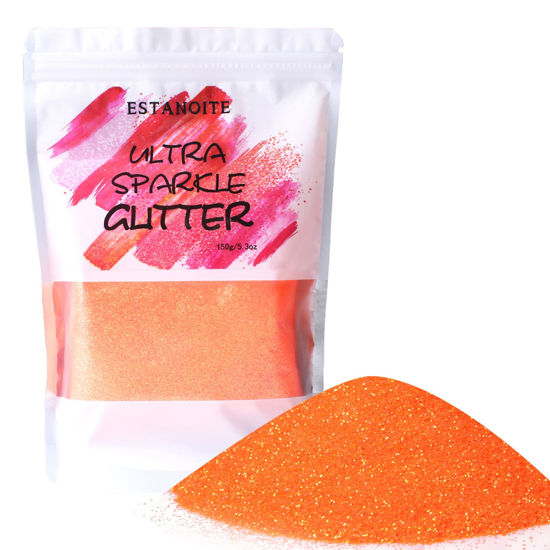 Picture of Iridescent Fine Glitter, 150g Rainbow Glitter Powder for Resin Tumblers, Slime and Craft Making, Nail Art, Festival Decor, Cosmetic Glitter for Body Face Eyeshadow (Iridescent Orange)