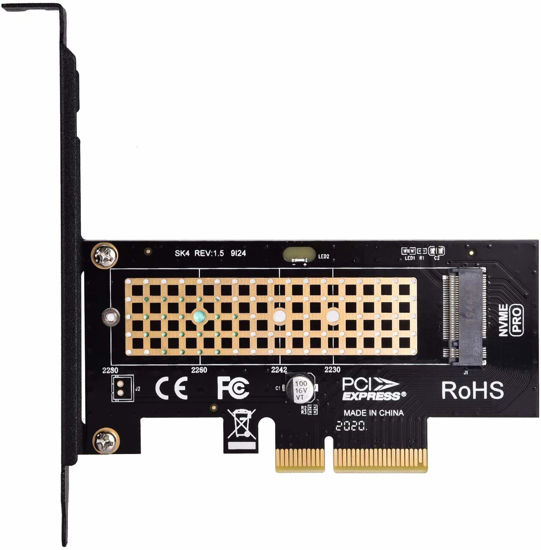 Picture of M.2 NVME SSD to PCIe 4.0/3.0 x4 Adapter, M.2 2280 2260 2242 2230 SSD to PCIe 4.0/3.0 x4 Host Controller Adapter Card with Aluminum Heatsink for PC Desktop with Full Speed