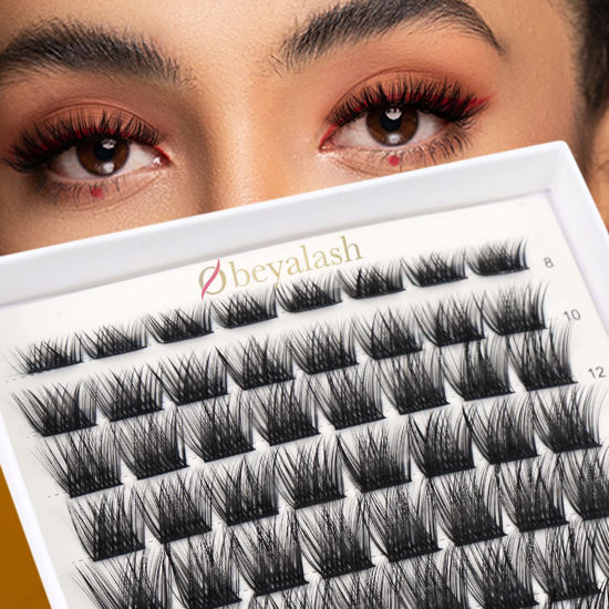 Picture of Lash Clusters Individual Lash Extensions Lash Clusters DIY Eyelash Extensions Look at Home Soft Thin Lash Band Lash Clusters 56 Pcs Fluffy By Obeyalash(Volume Daisy C Curl)