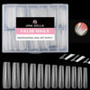 Picture of UNA GELLA Full Square Gel Fake Nails Pre-file 120pcs Long Press On Nails Tips XXL No C Curve Nail Tips Extra Long Nail Tips Clear Long Flat Square Nail Tips Tapered Square Nails Soft Gel Tips