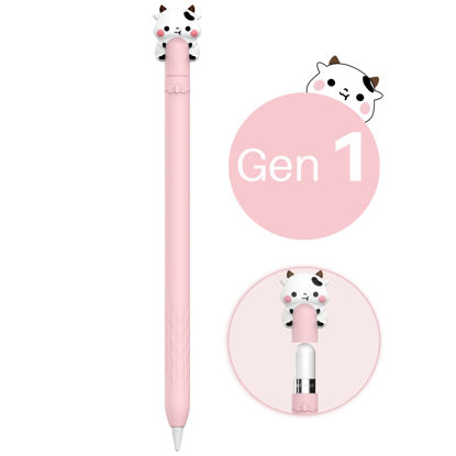 Picture of NIUTRENDZ Cute Cow Apple Pencil Case for Apple Pencil 1st Generation Case Silicone Protective Cover Sleeve Skin Accessories (Pink)